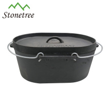 Cast iron camping oval dutch oven